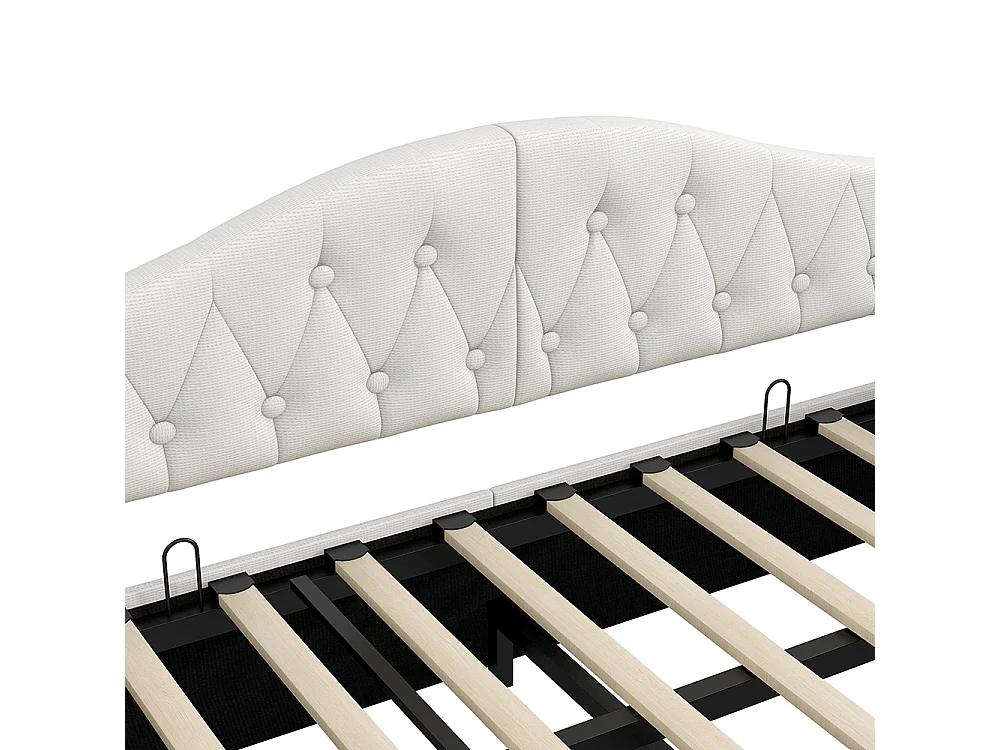 Schlafsofa 90 x 200 cm, mit LED-Streifen, hydraulischer Stauraum, Farbe Beige