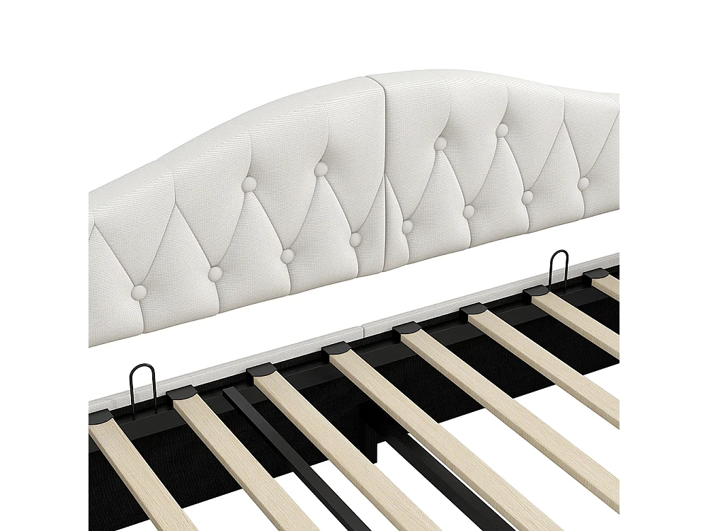 Sofá cama 140 x 200 cm, con tira LED, almacenamiento hidráulico, color beige.