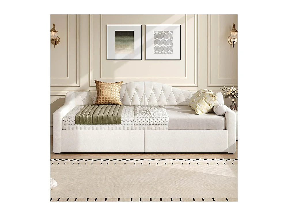 Schlafsofa 140 x 200 cm, mit LED-Streifen, hydraulischer Stauraum, Farbe Beige