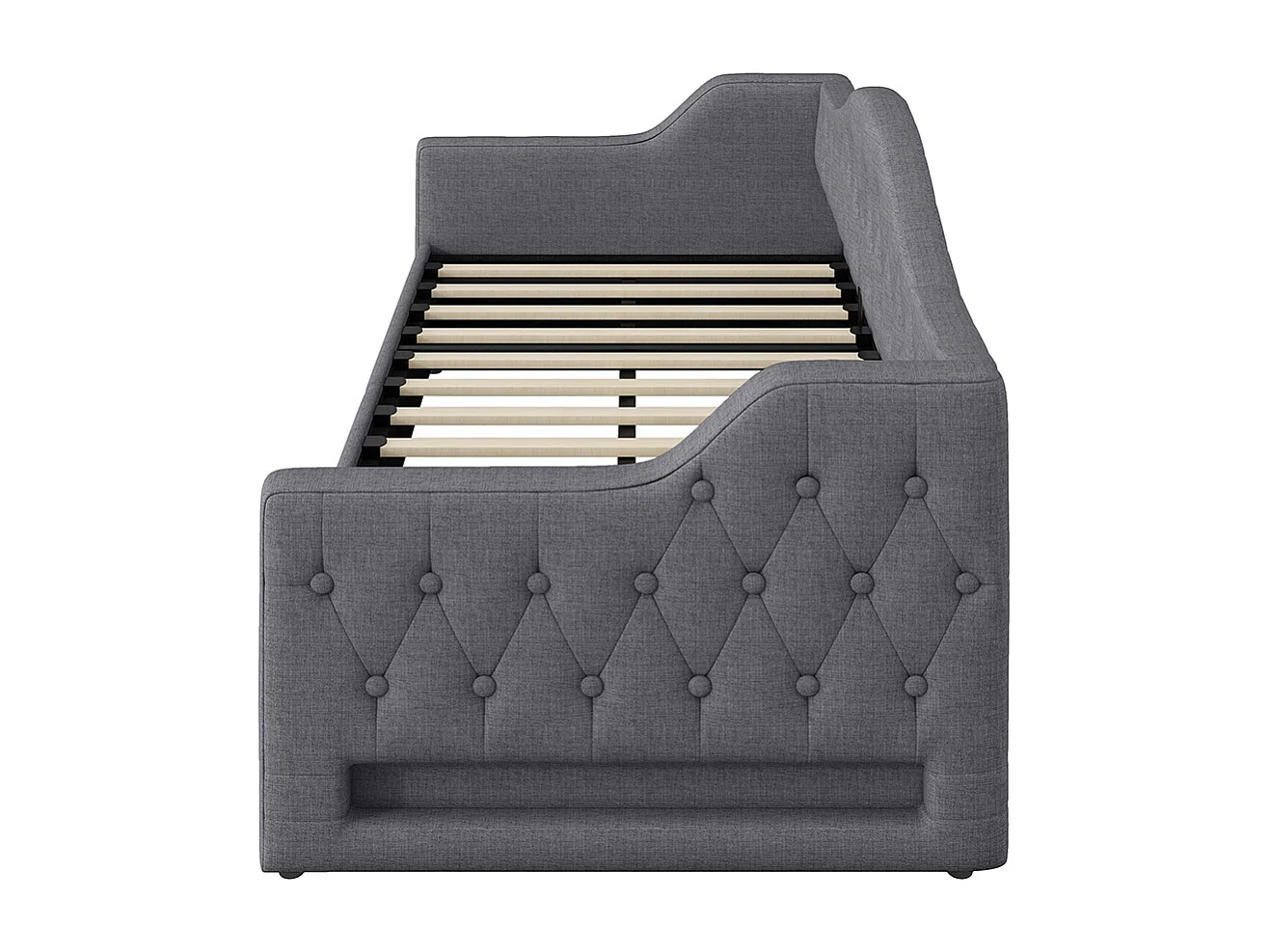 Sofá cama 90 x 200 cm, con tira LED, almacenamiento hidráulico, gris