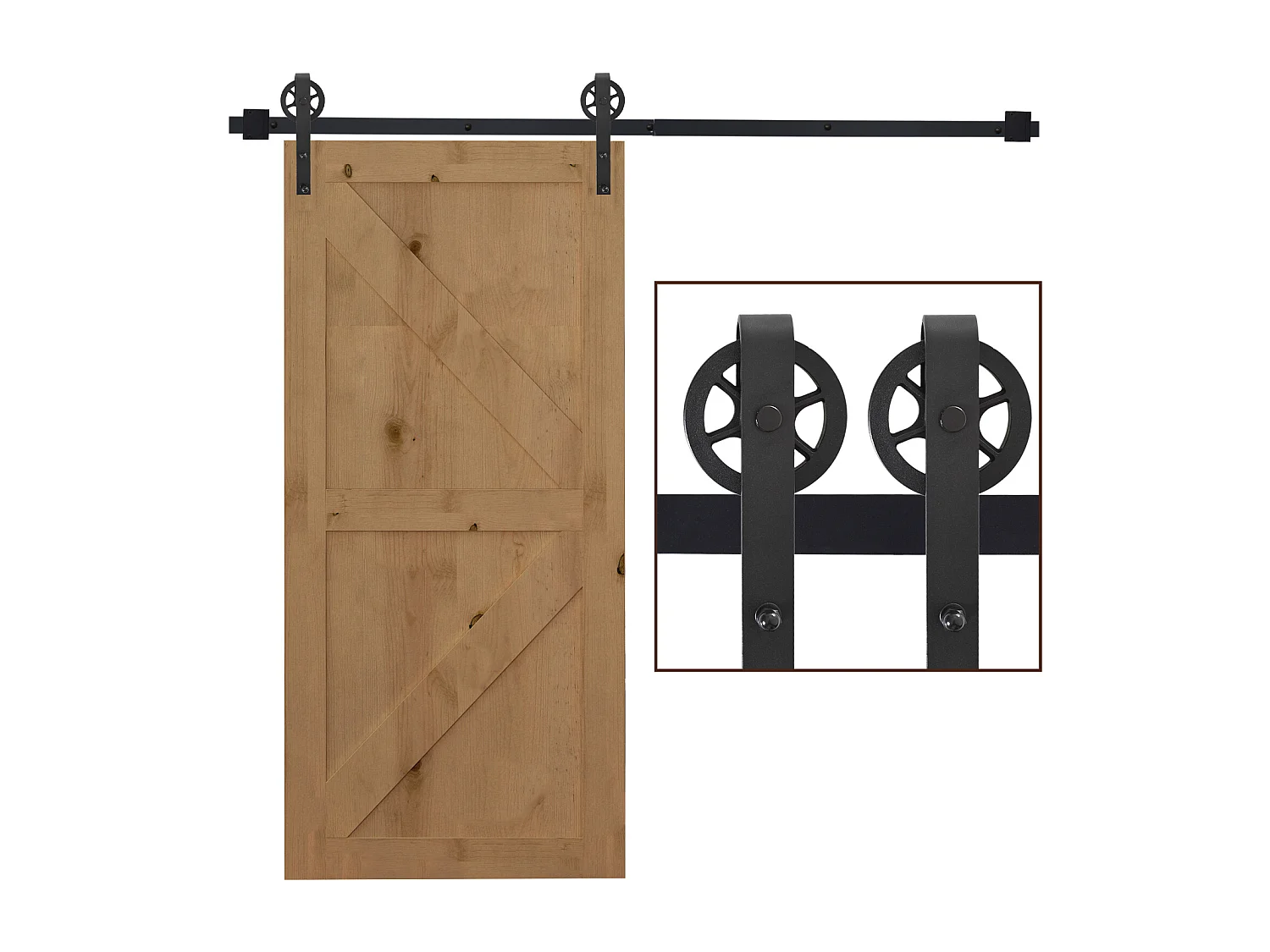 Binario per porta scorrevole con kit di accessori per montaggio