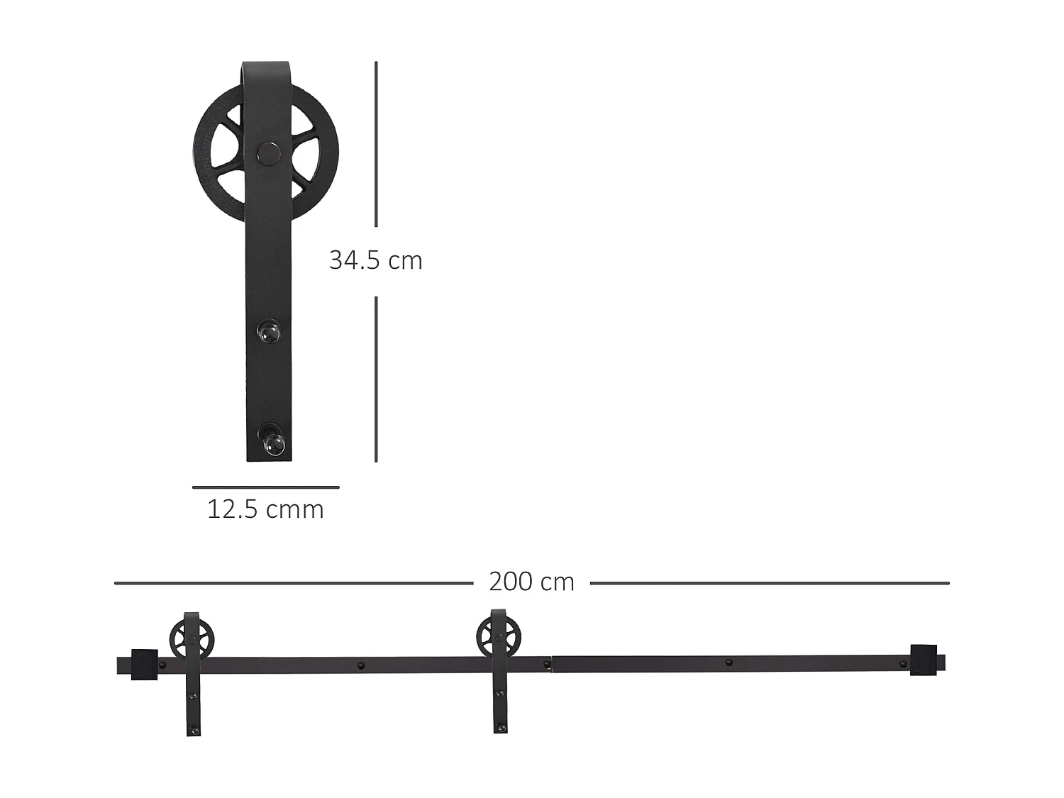 Binario per porta scorrevole con kit di accessori per montaggio
