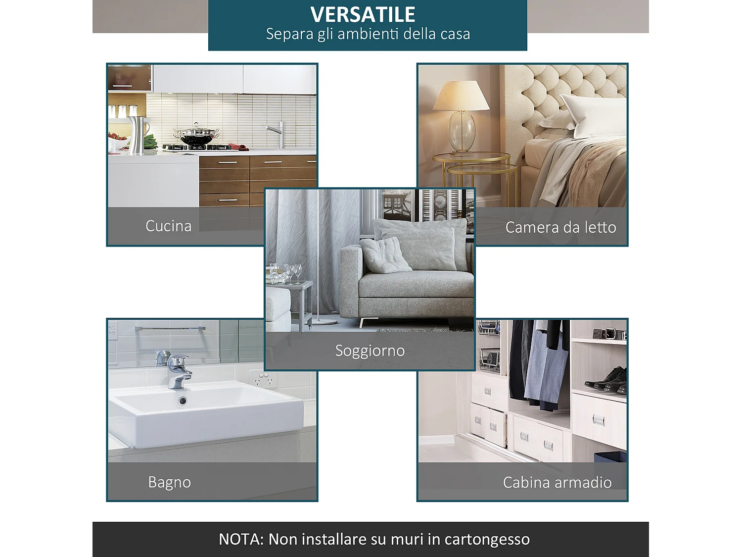 Binario per porta scorrevole con kit di accessori per montaggio