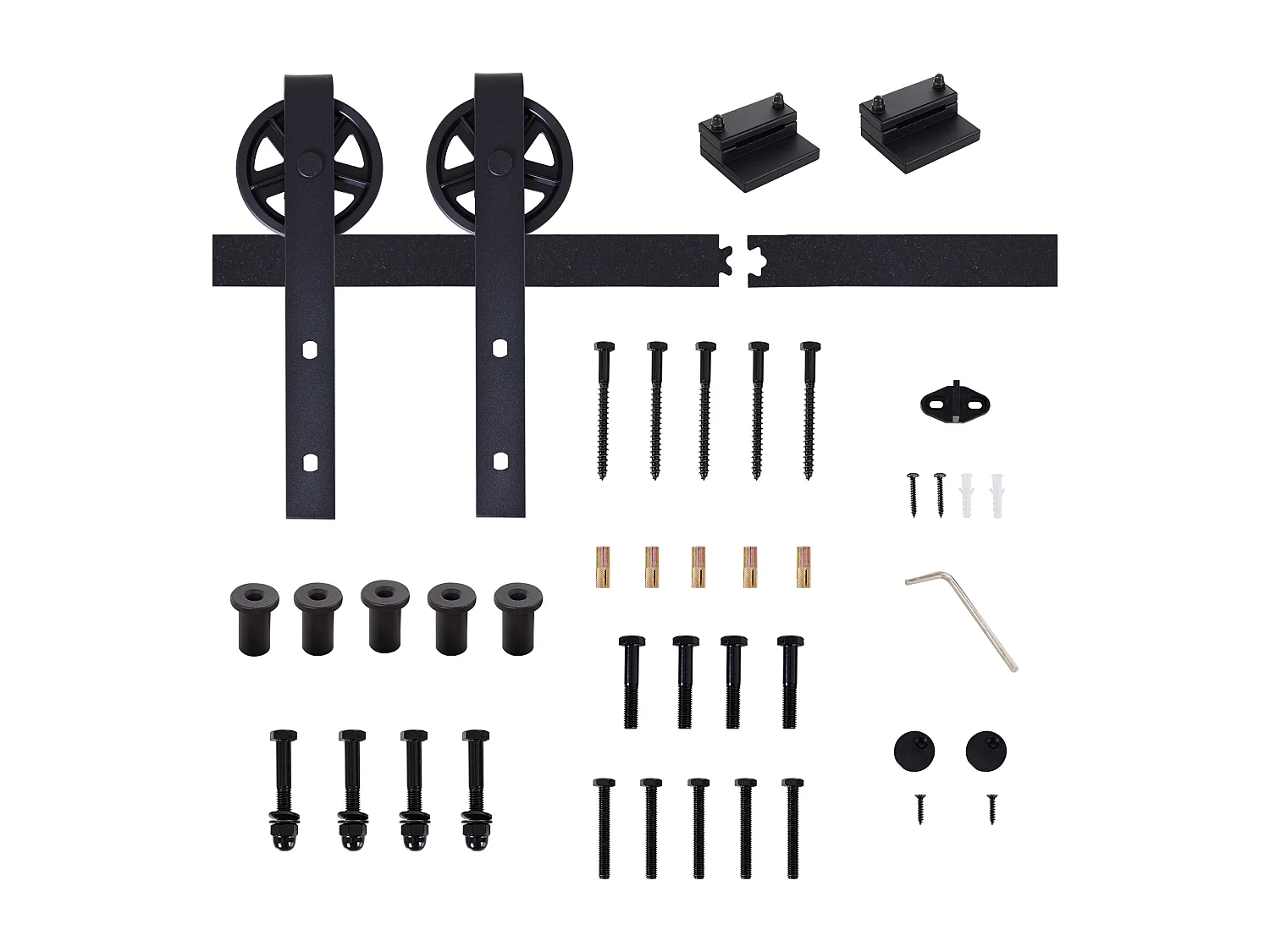 Binario per porta scorrevole con kit di accessori per montaggio
