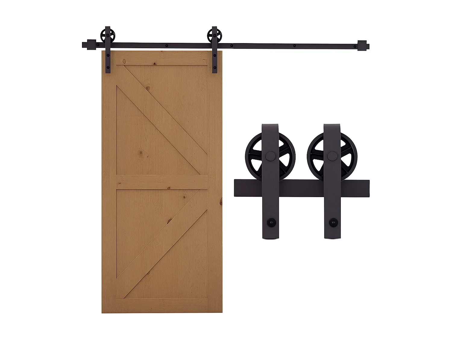 Kit porta scorrevole completo in acciaio al carbonio caffè