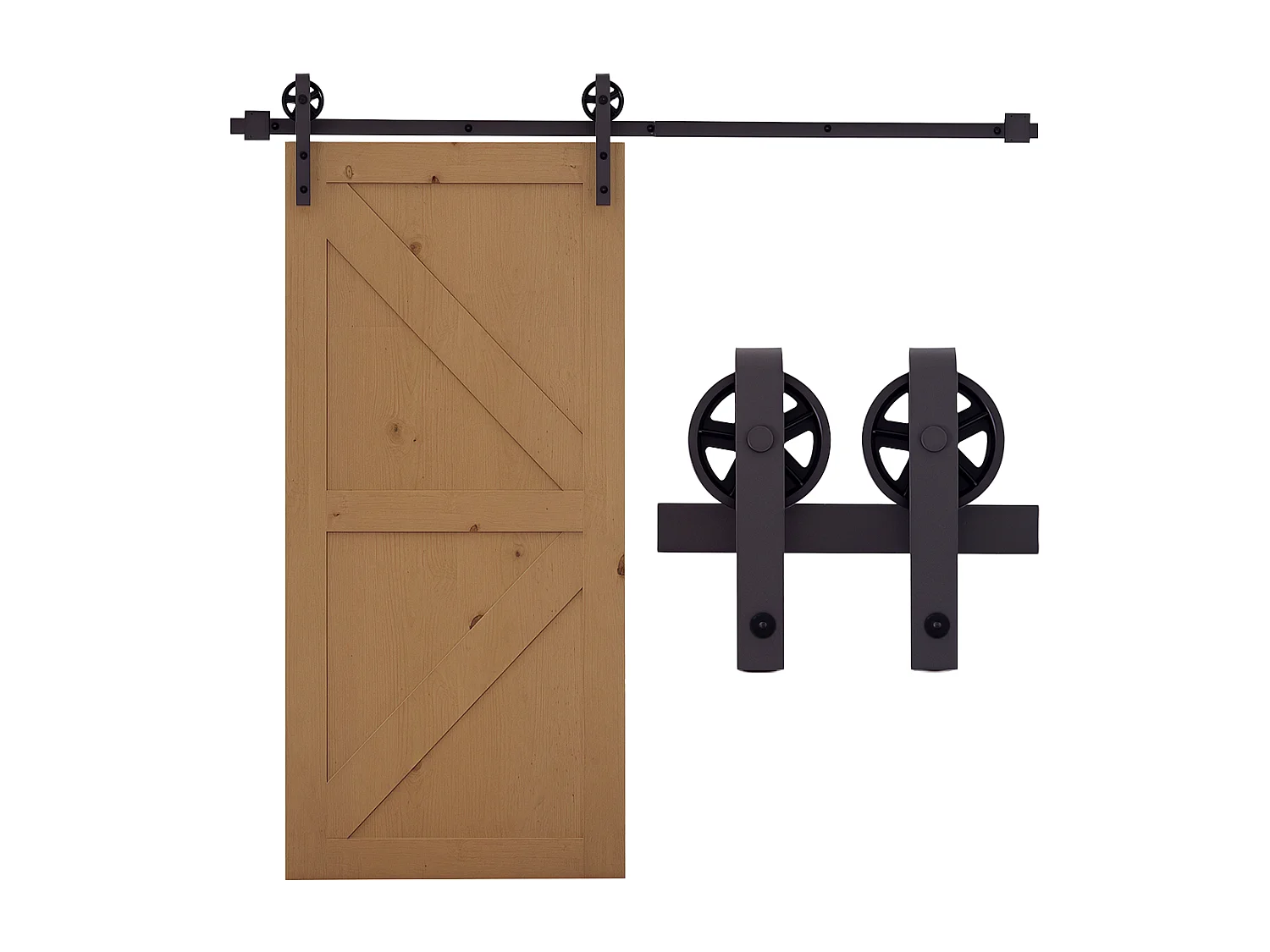 Kit porta scorrevole completo in acciaio al carbonio caffè