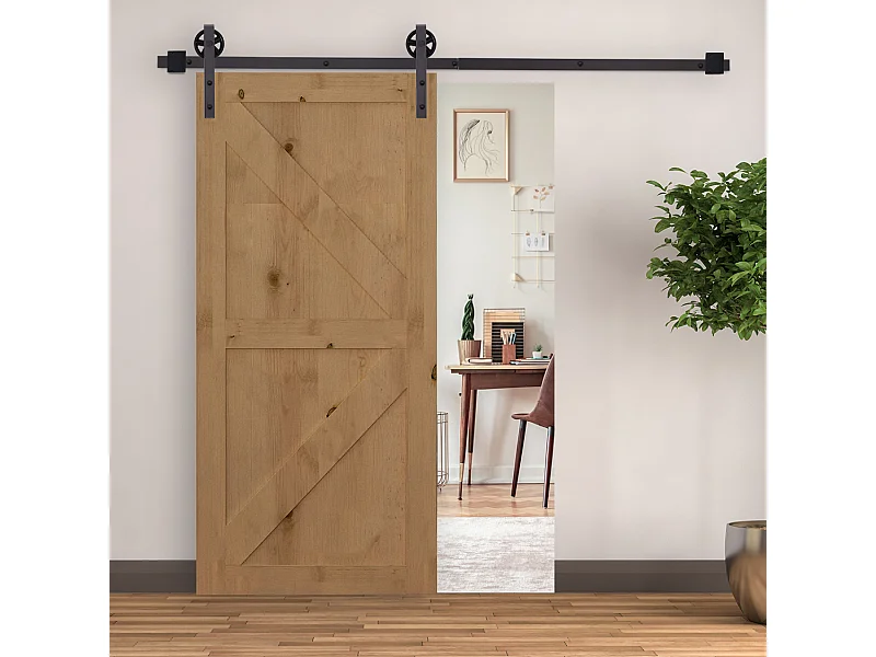 Kit porta scorrevole completo in acciaio al carbonio caffè