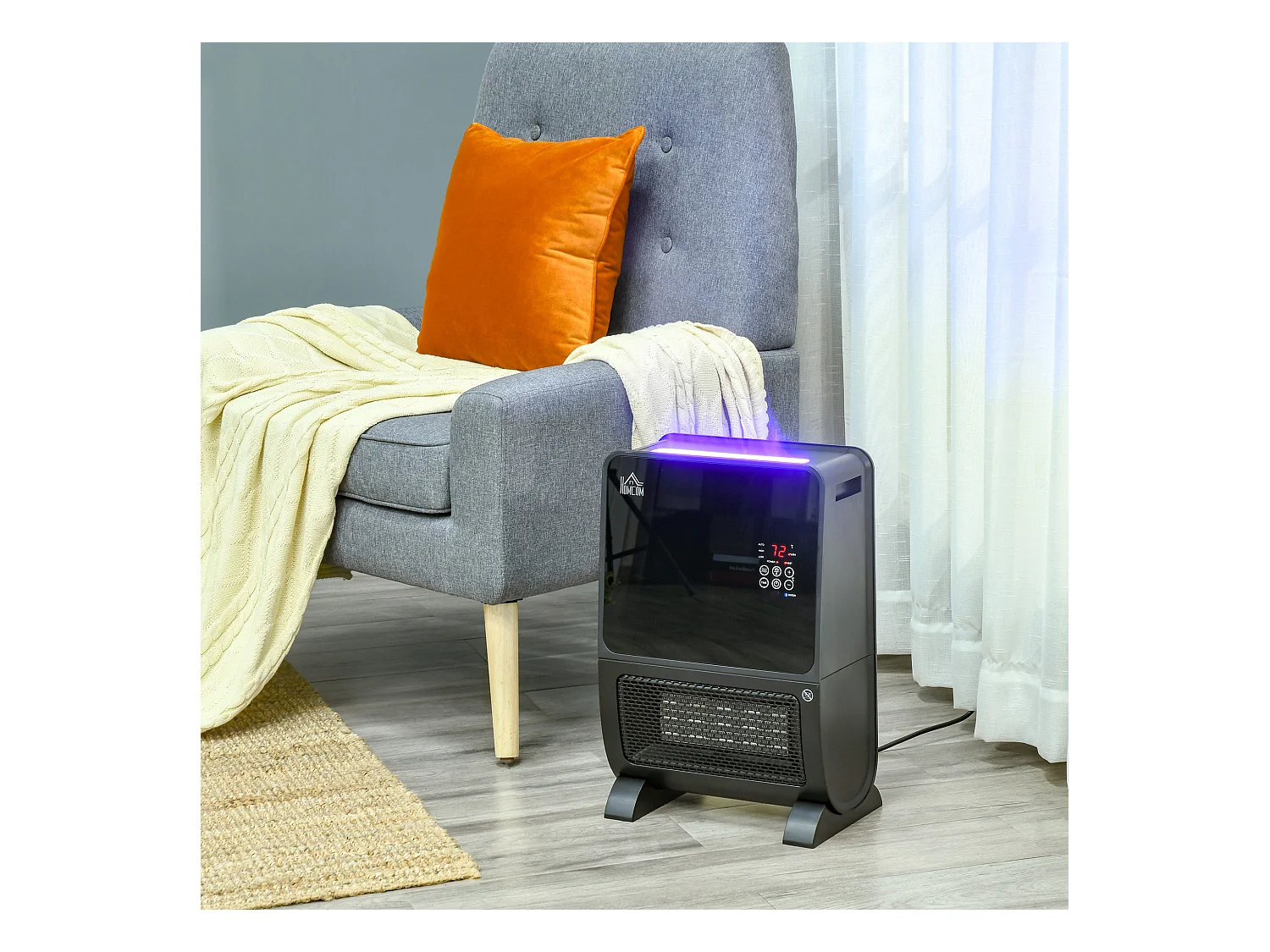 Stufa ceramica umidificatore con telecomando luce led e timer