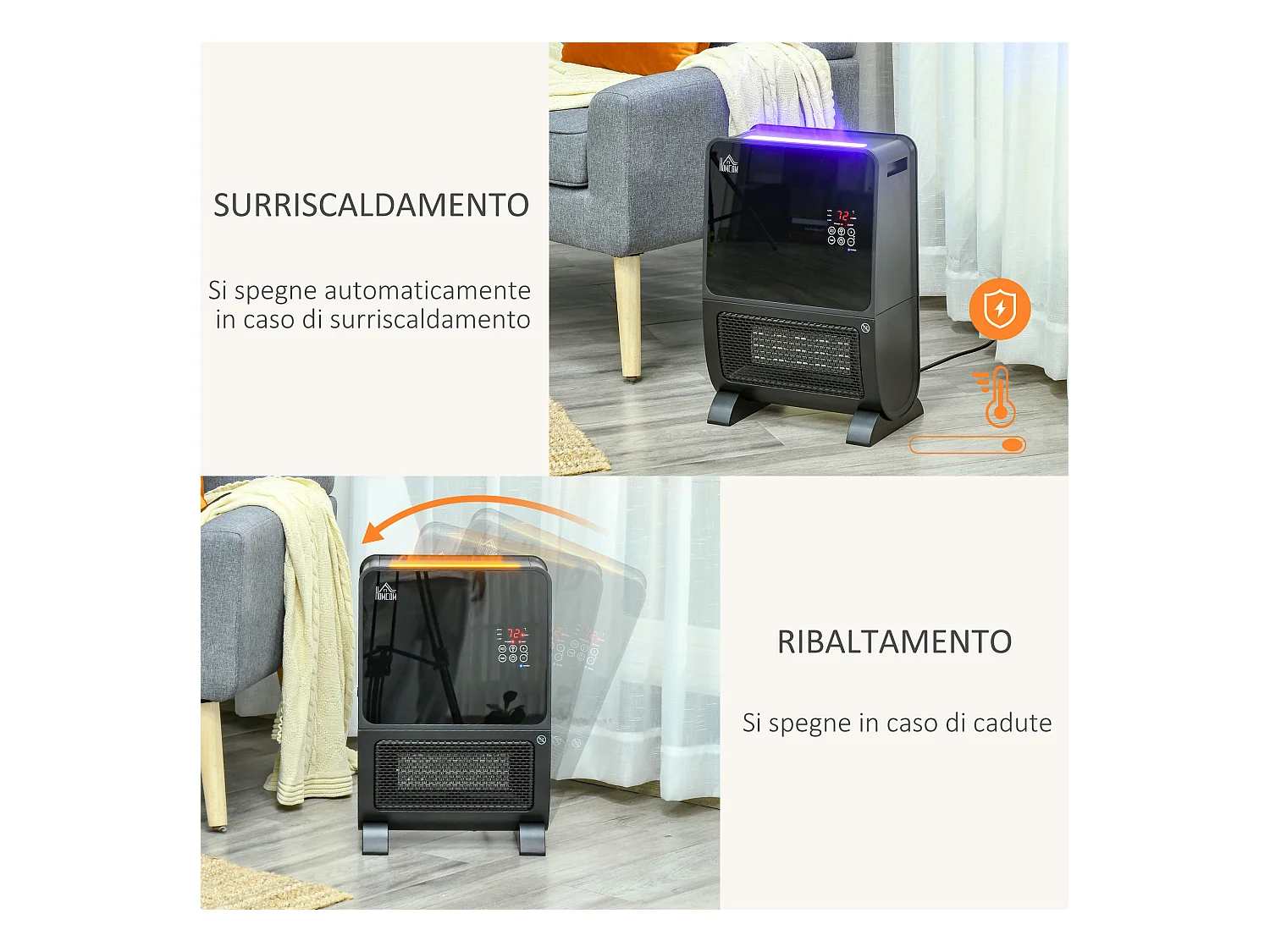 Stufa ceramica umidificatore con telecomando luce led e timer