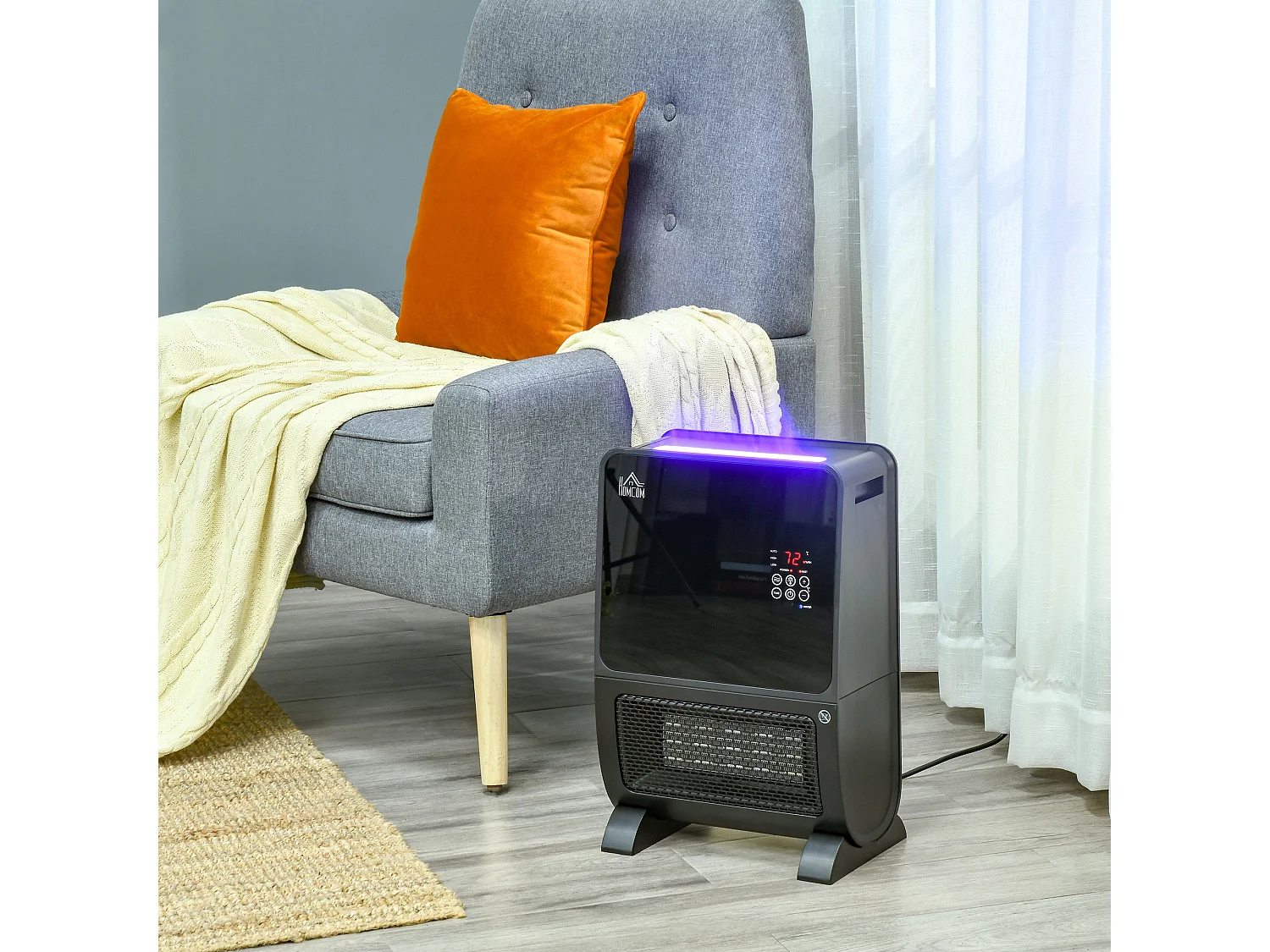 Stufa ceramica umidificatore con telecomando luce led e timer