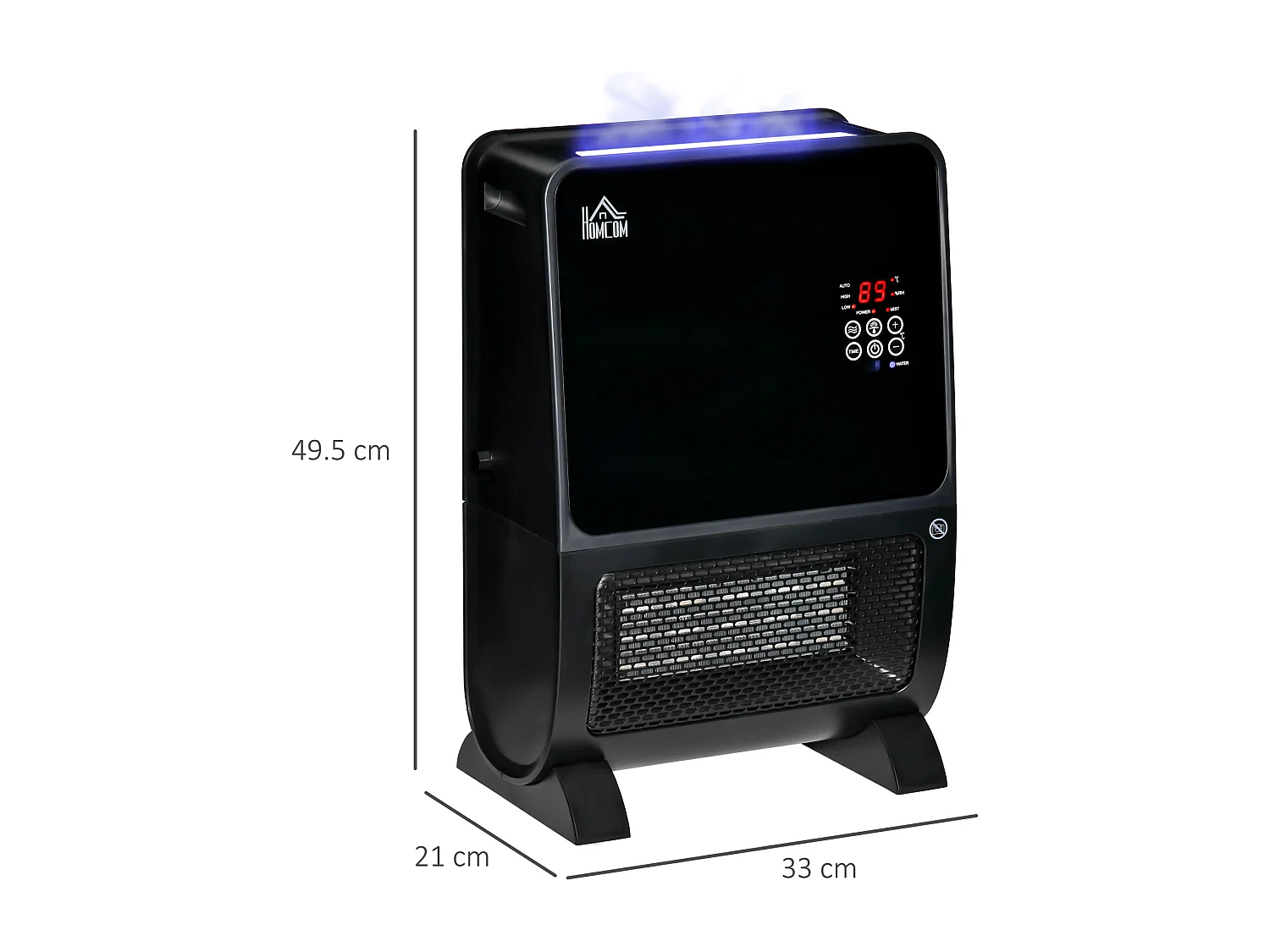 Stufa ceramica umidificatore con telecomando luce led e timer