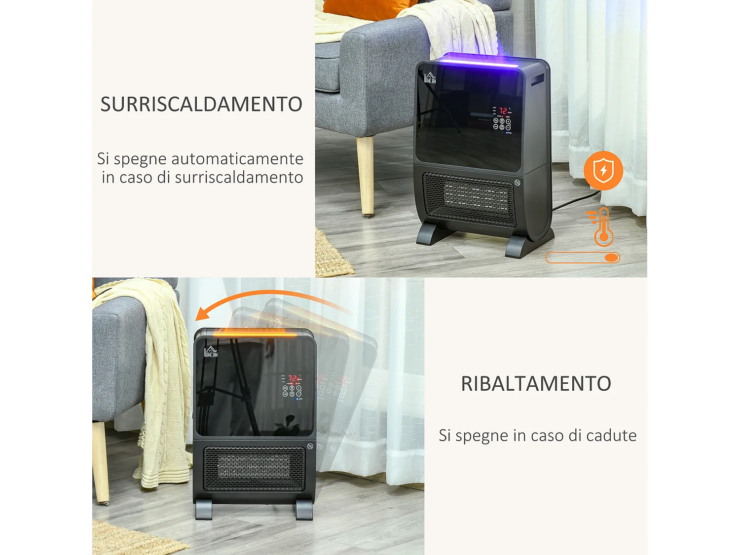 Stufa ceramica umidificatore con telecomando luce led e timer