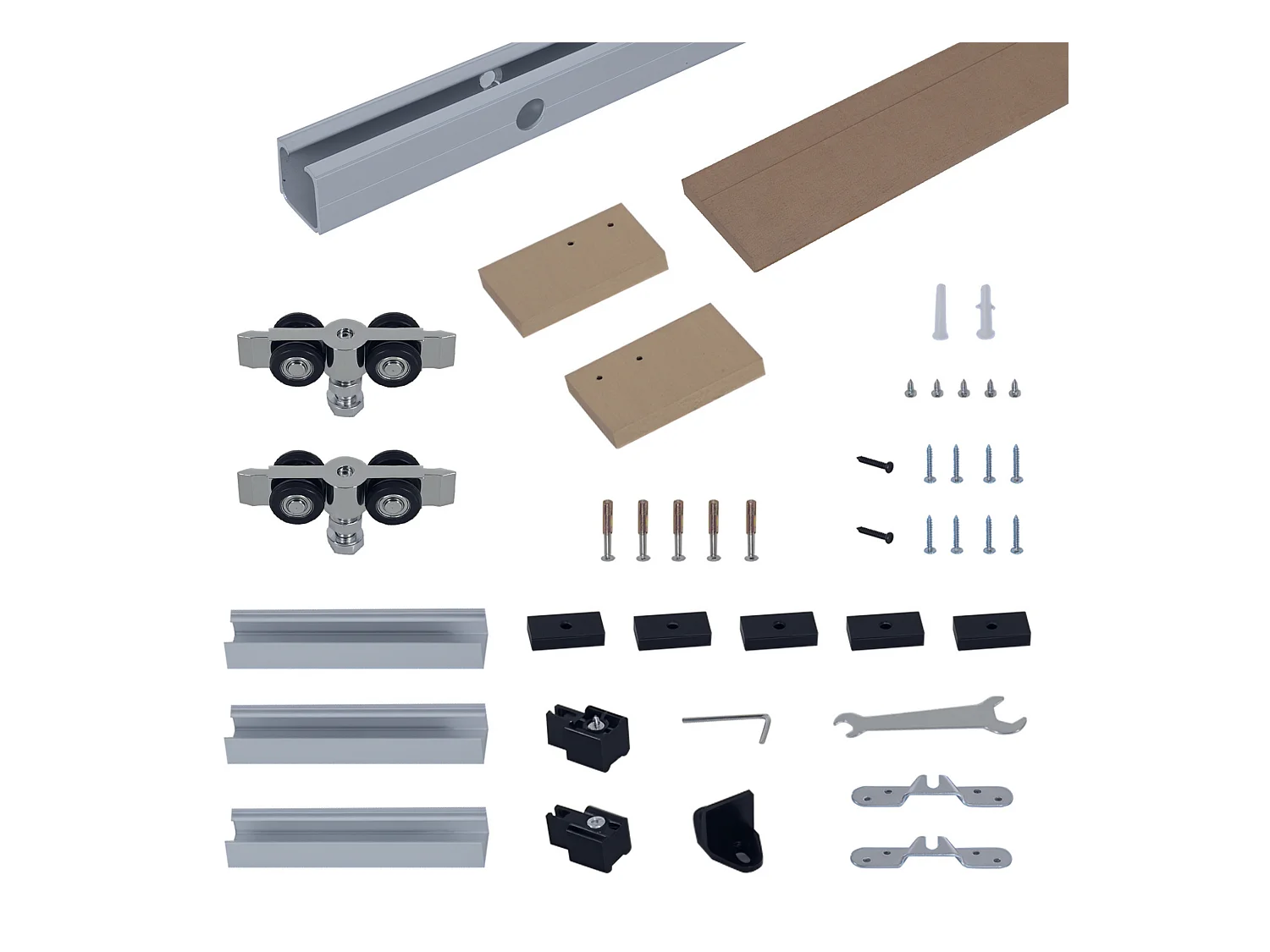 Binario per porte scorrevoli stile country con kit di montaggio