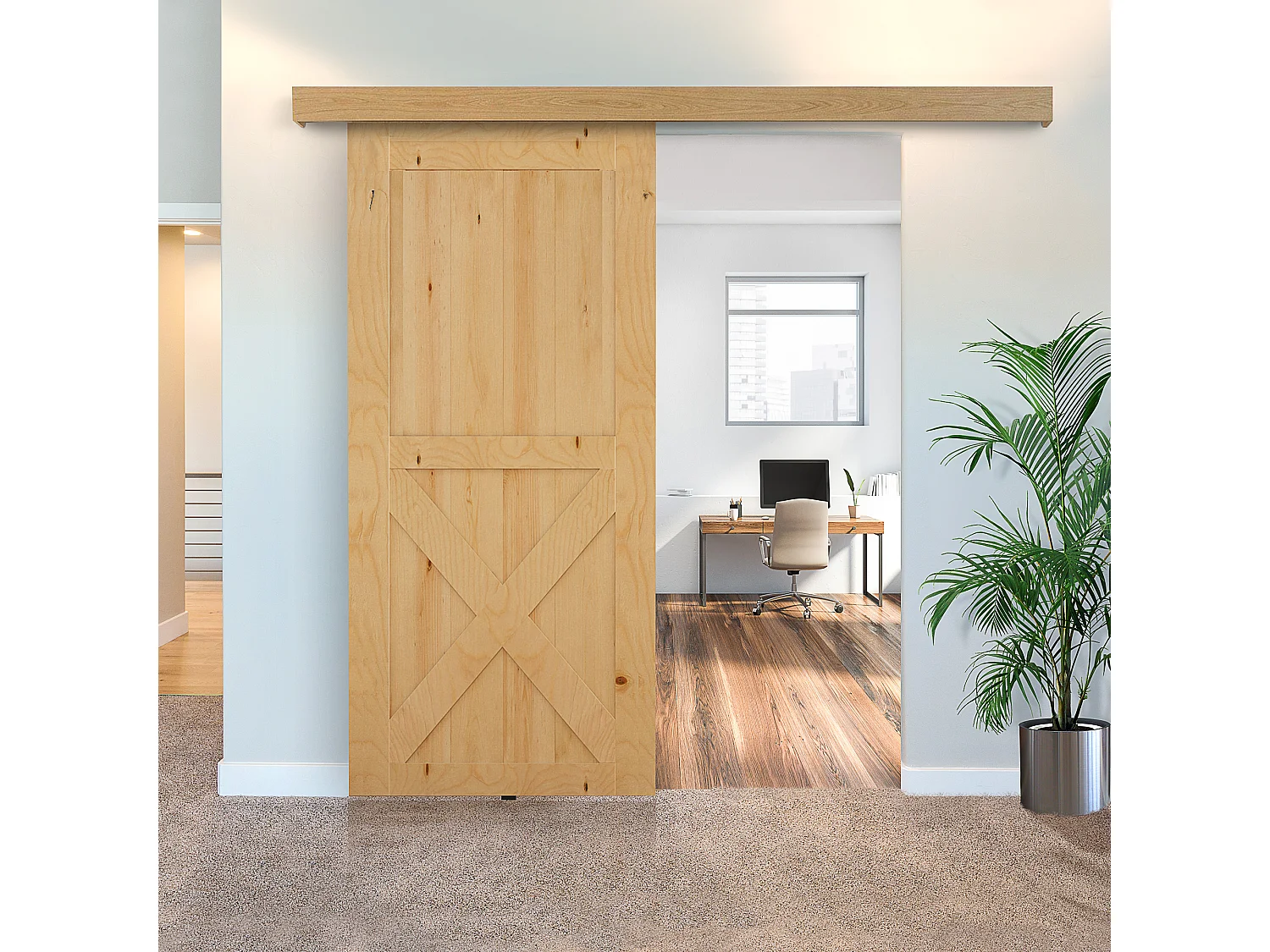 Binario per porte scorrevoli stile country con kit di montaggio