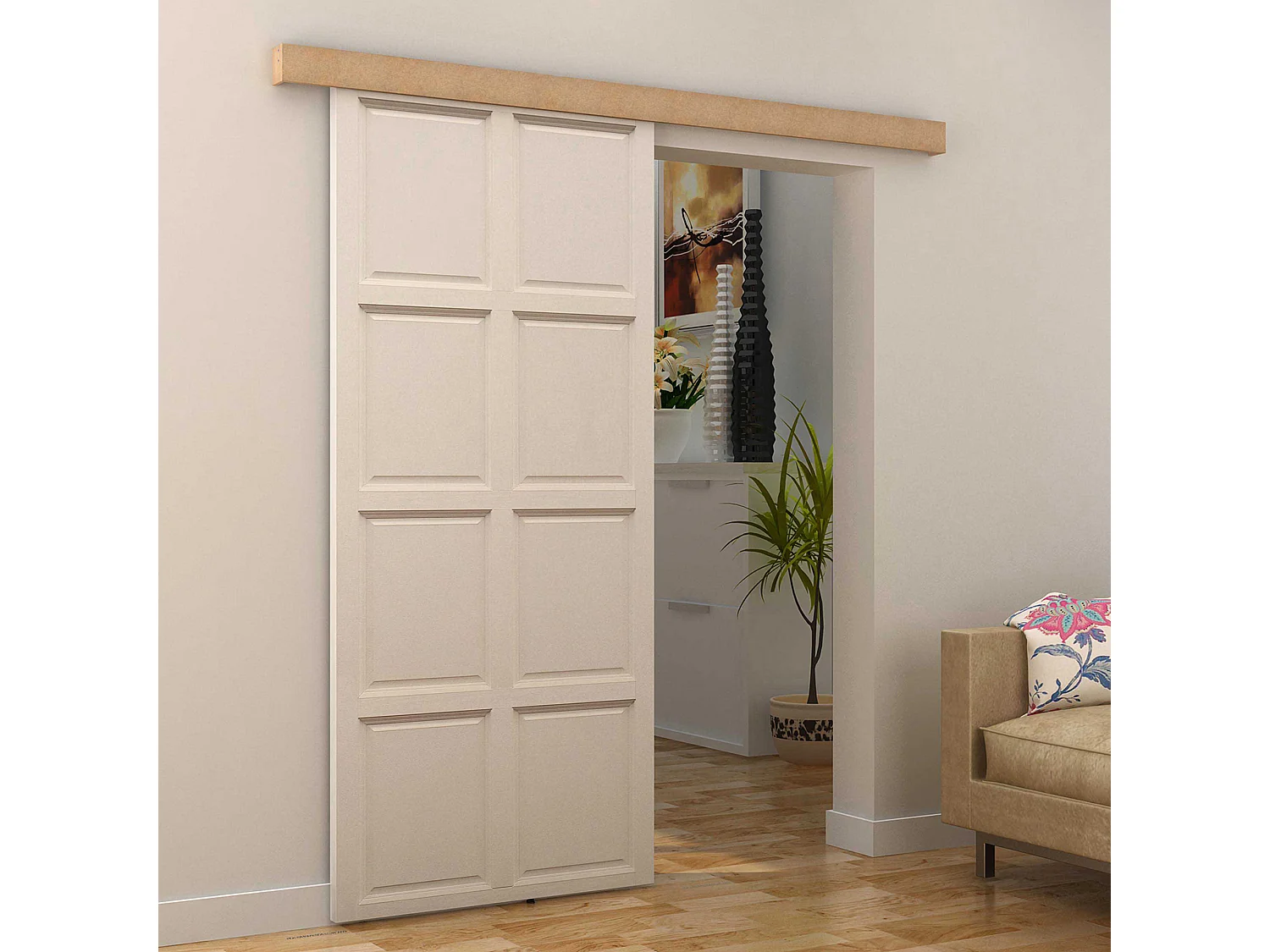 Binario per porte scorrevoli stile country con kit di montaggio