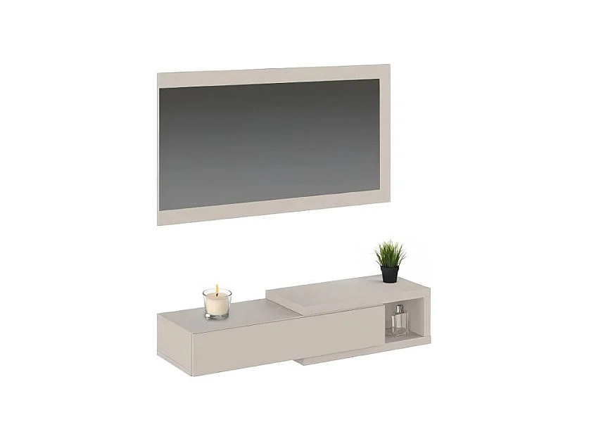 Mueble de recibidor con espejo Derek SH Blanco Roto