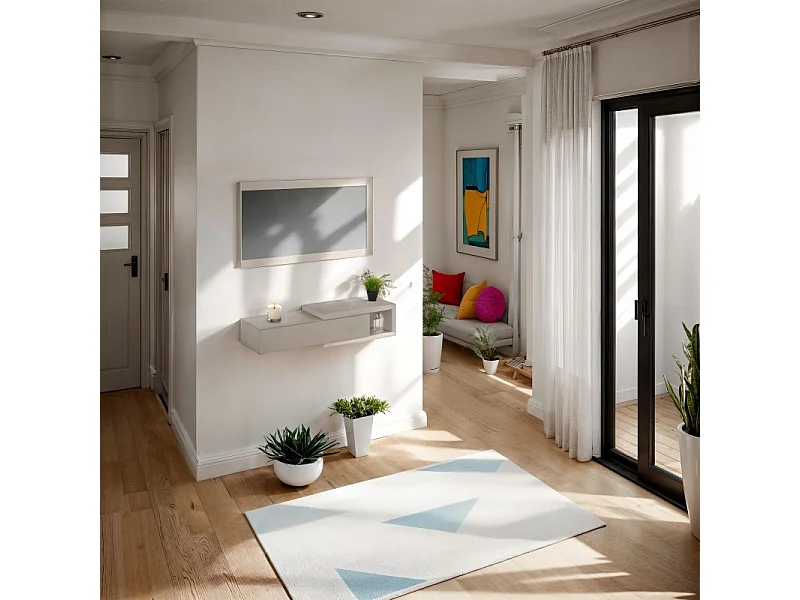 Mueble de recibidor con espejo Derek SH Blanco Roto