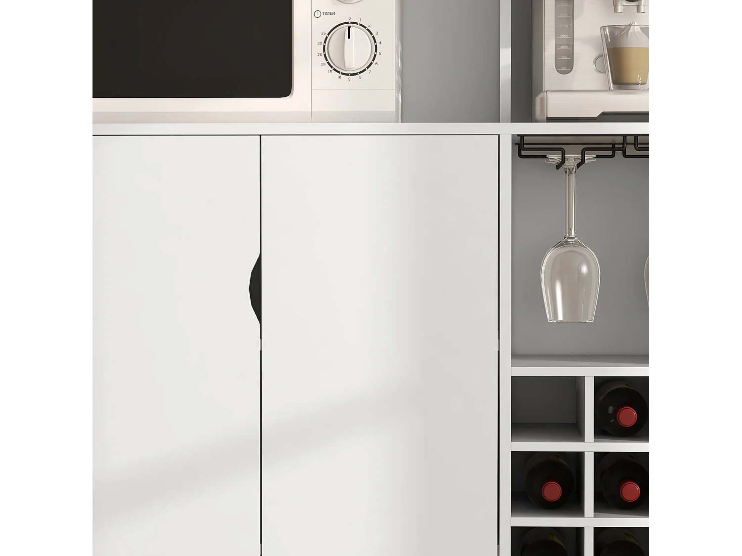 Mobile dispensa con portabottiglie armadietti ripiani cassetto bianco