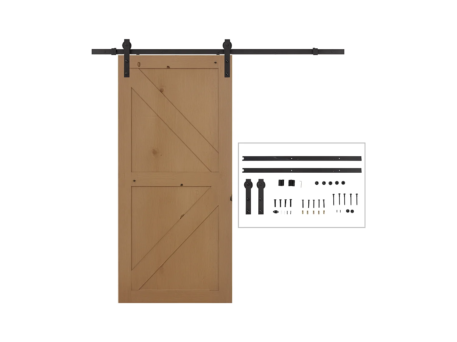 Binario per porta scorrevole con spessore 3.4-4 cm con kit accessori