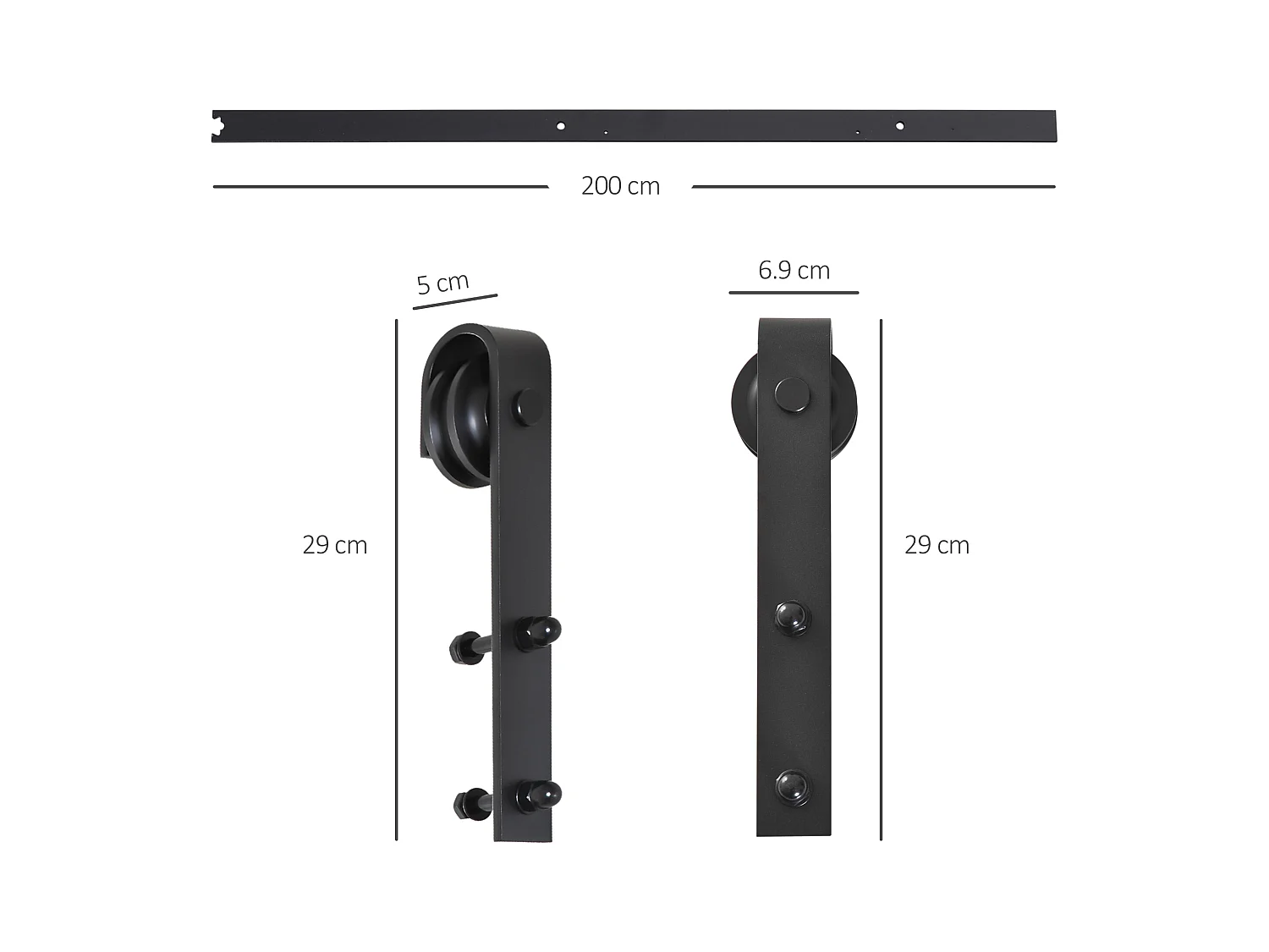 Binario per porta scorrevole con spessore 3.4-4 cm con kit accessori