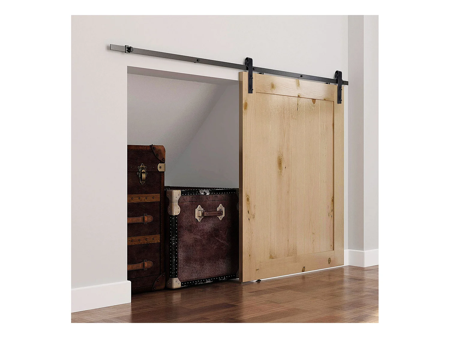 Binario per porta scorrevole con spessore 3.4-4 cm con kit accessori