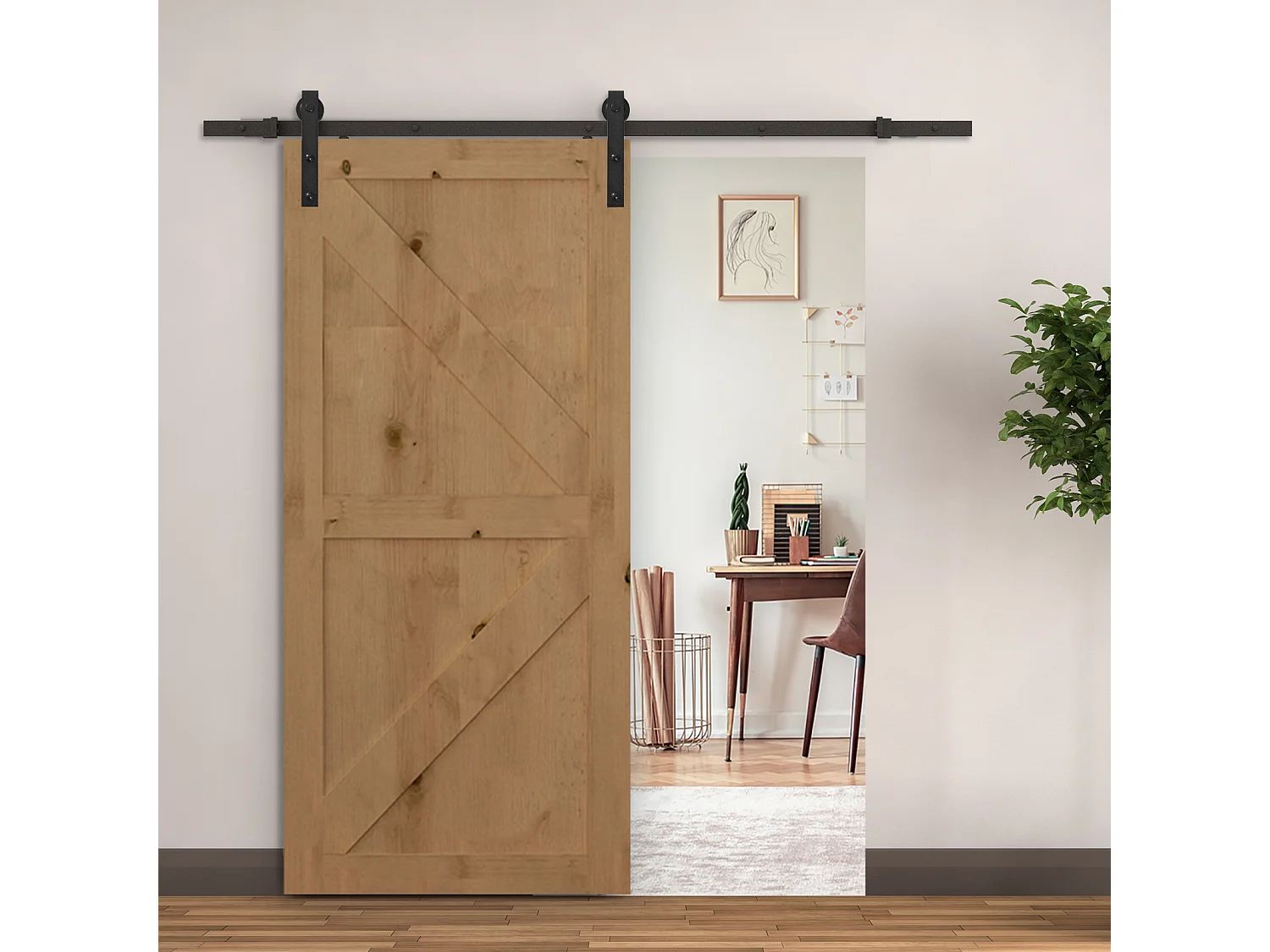 Binario per porta scorrevole con spessore 3.4-4 cm con kit accessori