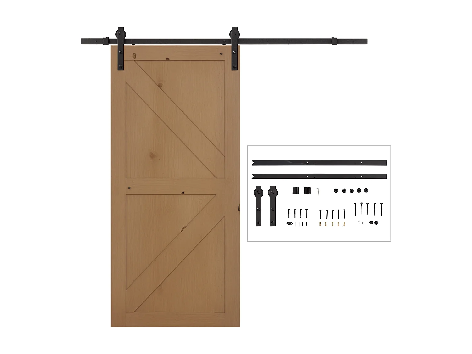 Binario per porta scorrevole con spessore 3.4-4 cm con kit accessori