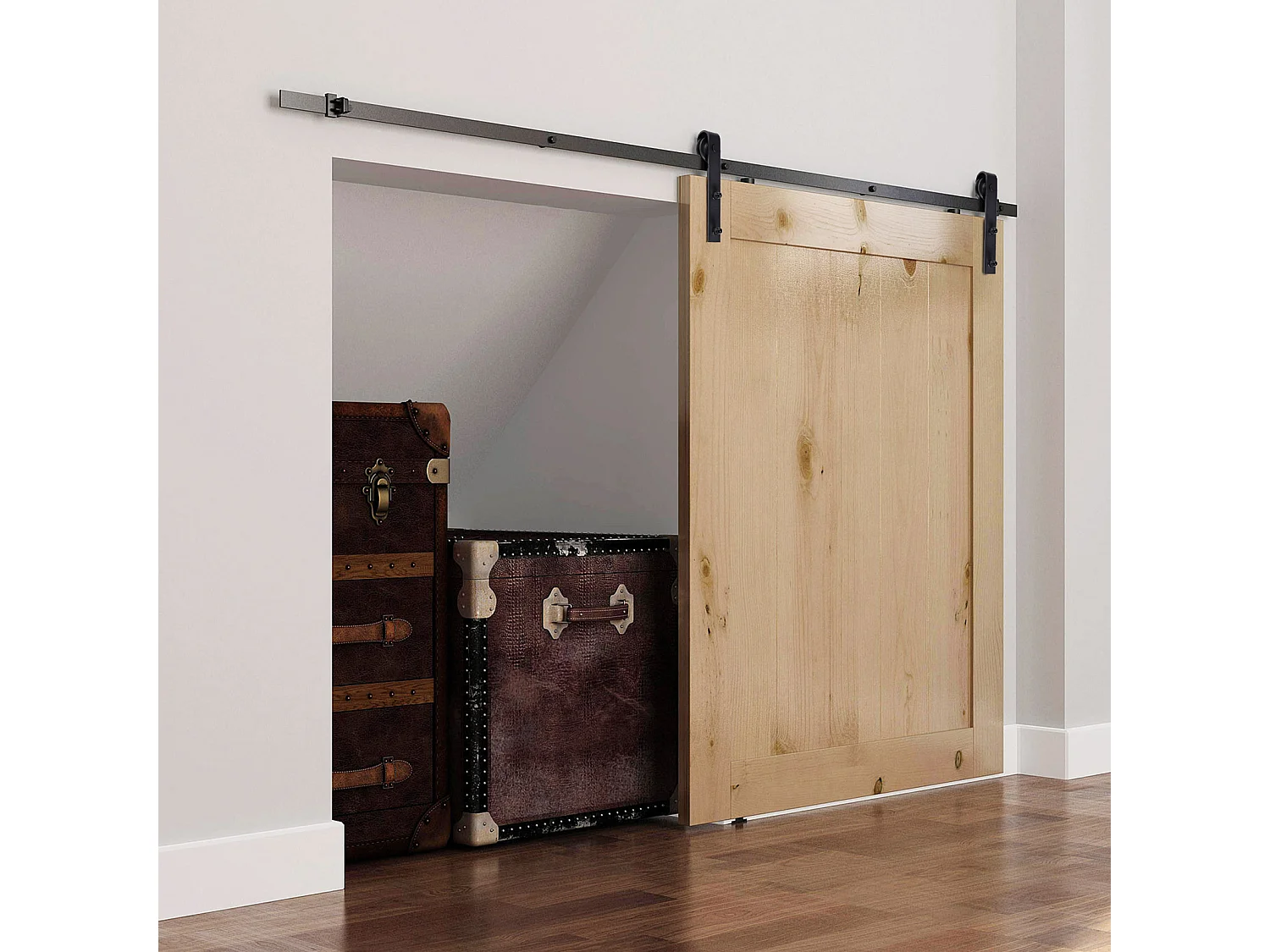 Binario per porta scorrevole con spessore 3.4-4 cm con kit accessori