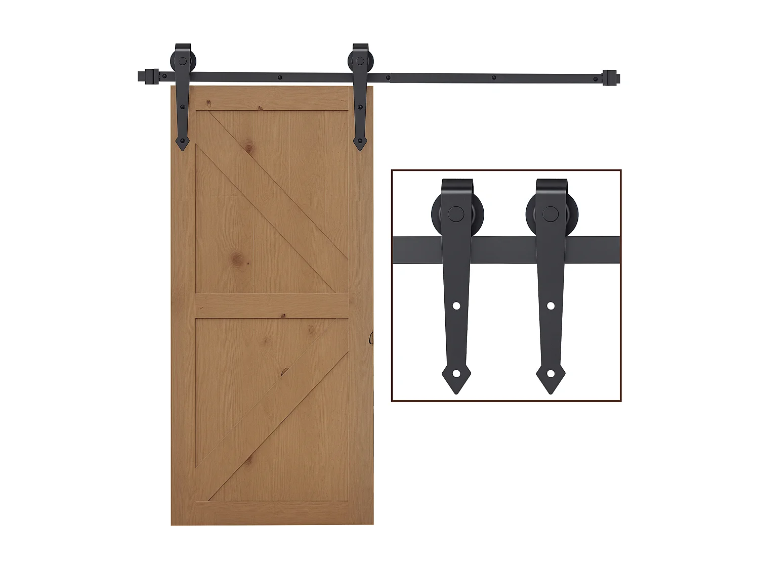 Kit per porta scorrevole singola in acciaio al carbonio marrone