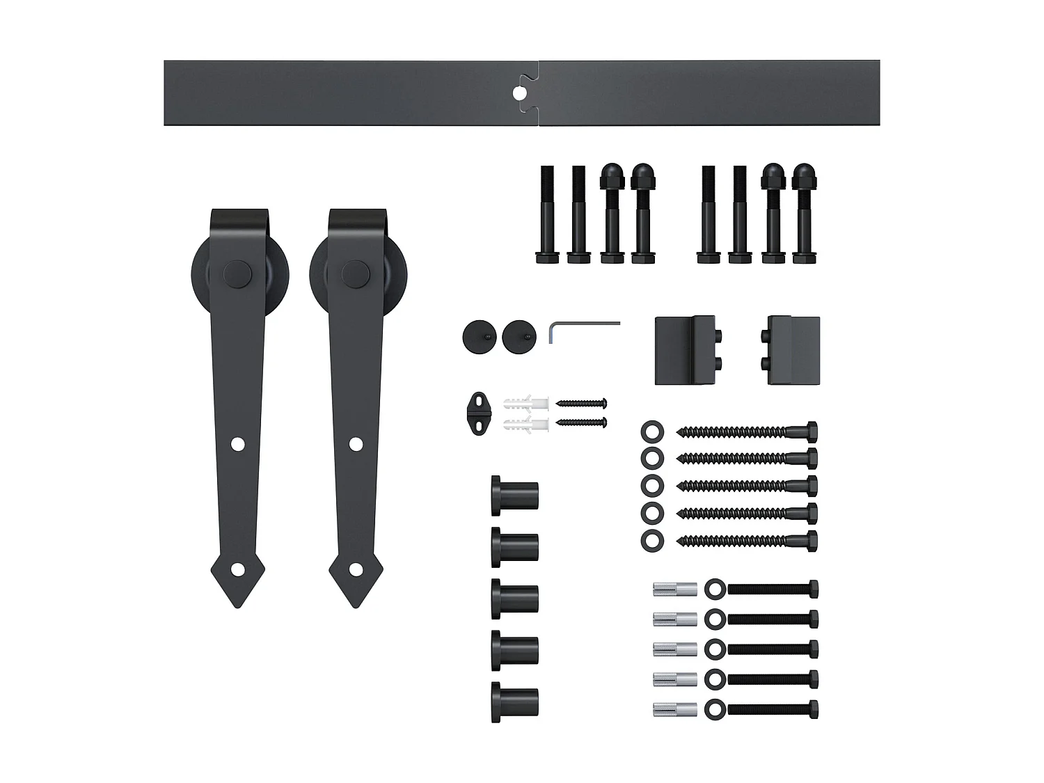 Kit per porta scorrevole singola in acciaio al carbonio marrone