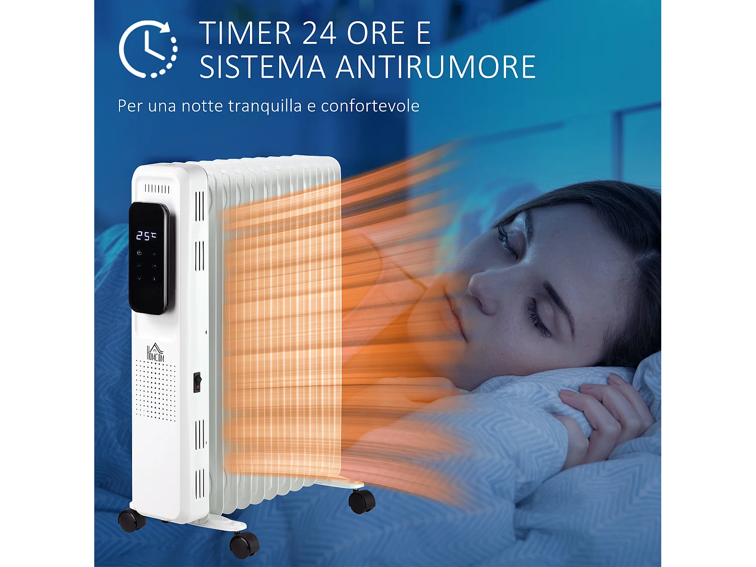 Radiatore a olio 11 elementi 3 livelli di riscaldamento e timer