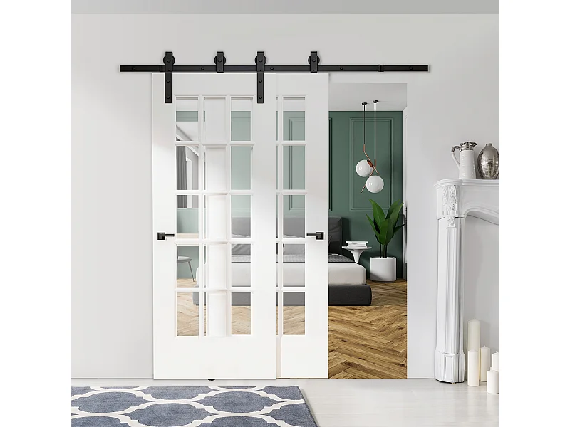 Kit porta scorrevole completo in acciaio al carbonio nero