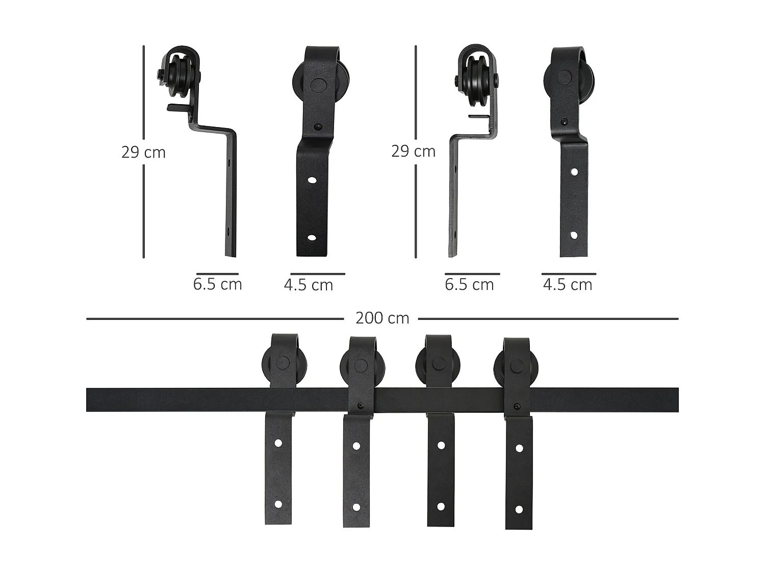 Kit porta scorrevole completo in acciaio al carbonio nero
