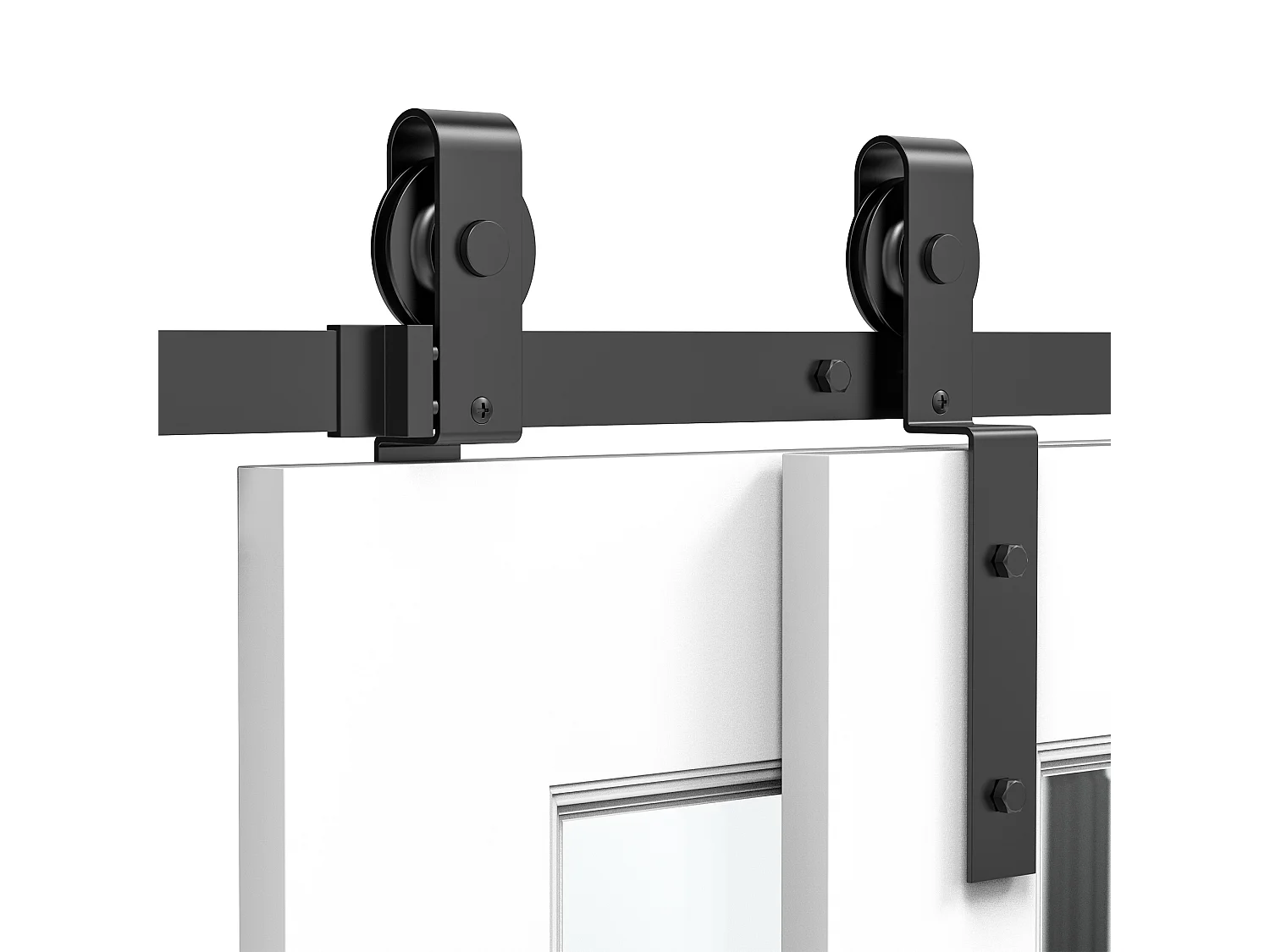 Kit porta scorrevole completo in acciaio al carbonio nero