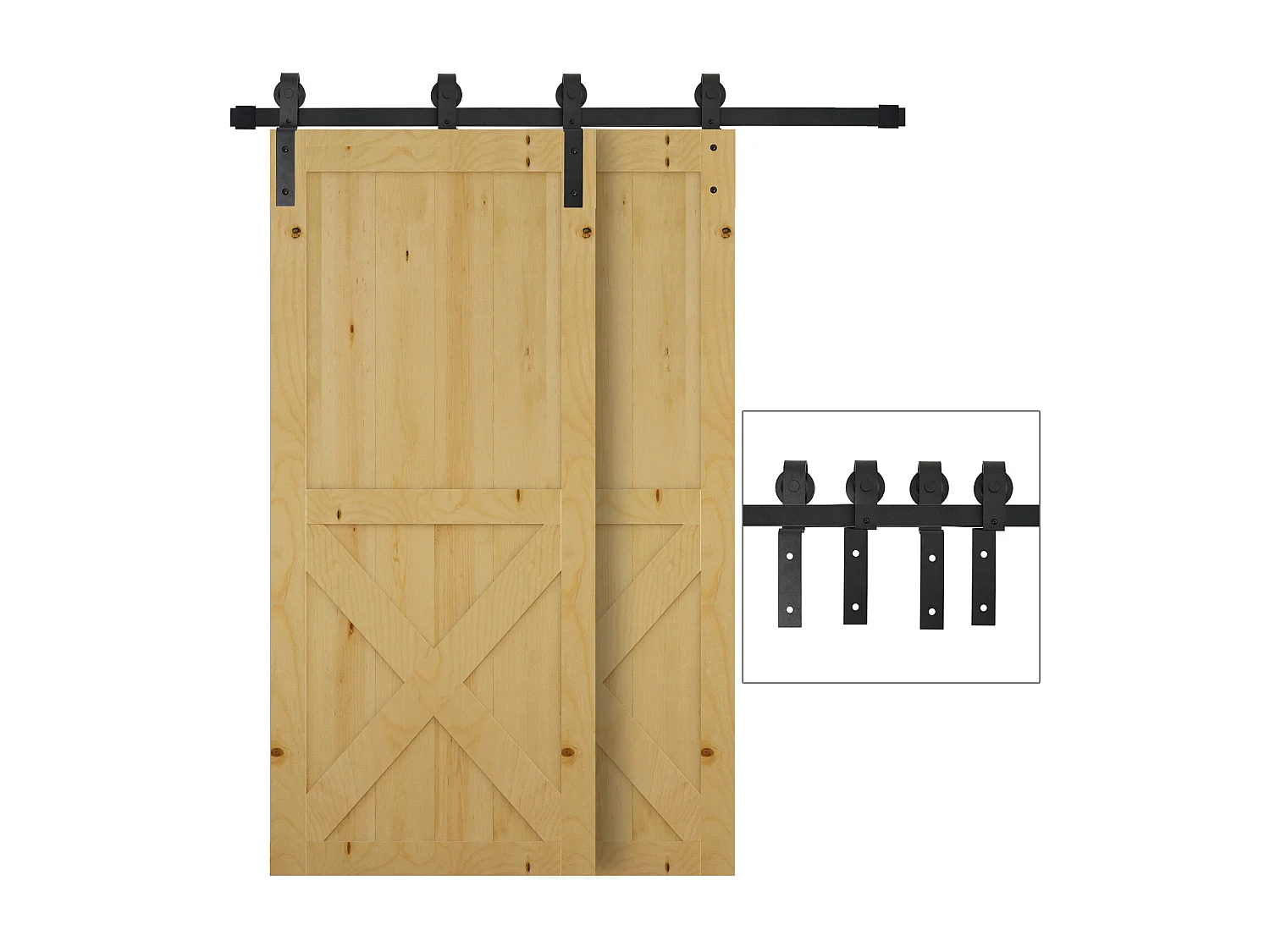 Kit porta scorrevole completo in acciaio al carbonio nero