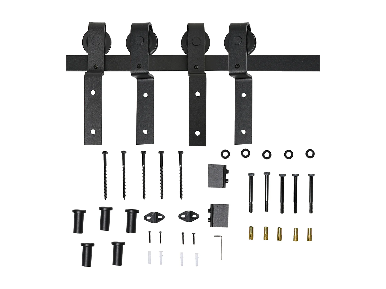 Kit porta scorrevole completo in acciaio al carbonio nero