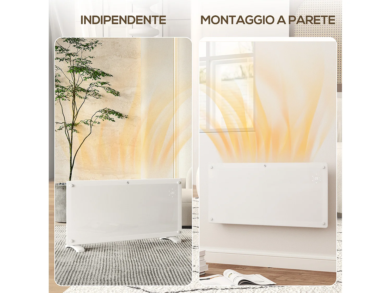 Riscaldatore 2000w con temperatura regolabile timer telecomando bianco