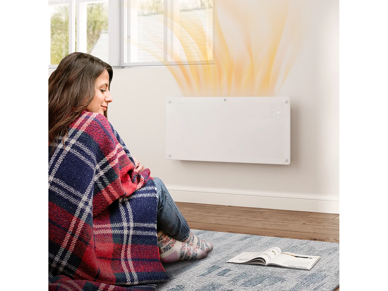 Riscaldatore 2000w con temperatura regolabile timer telecomando bianco