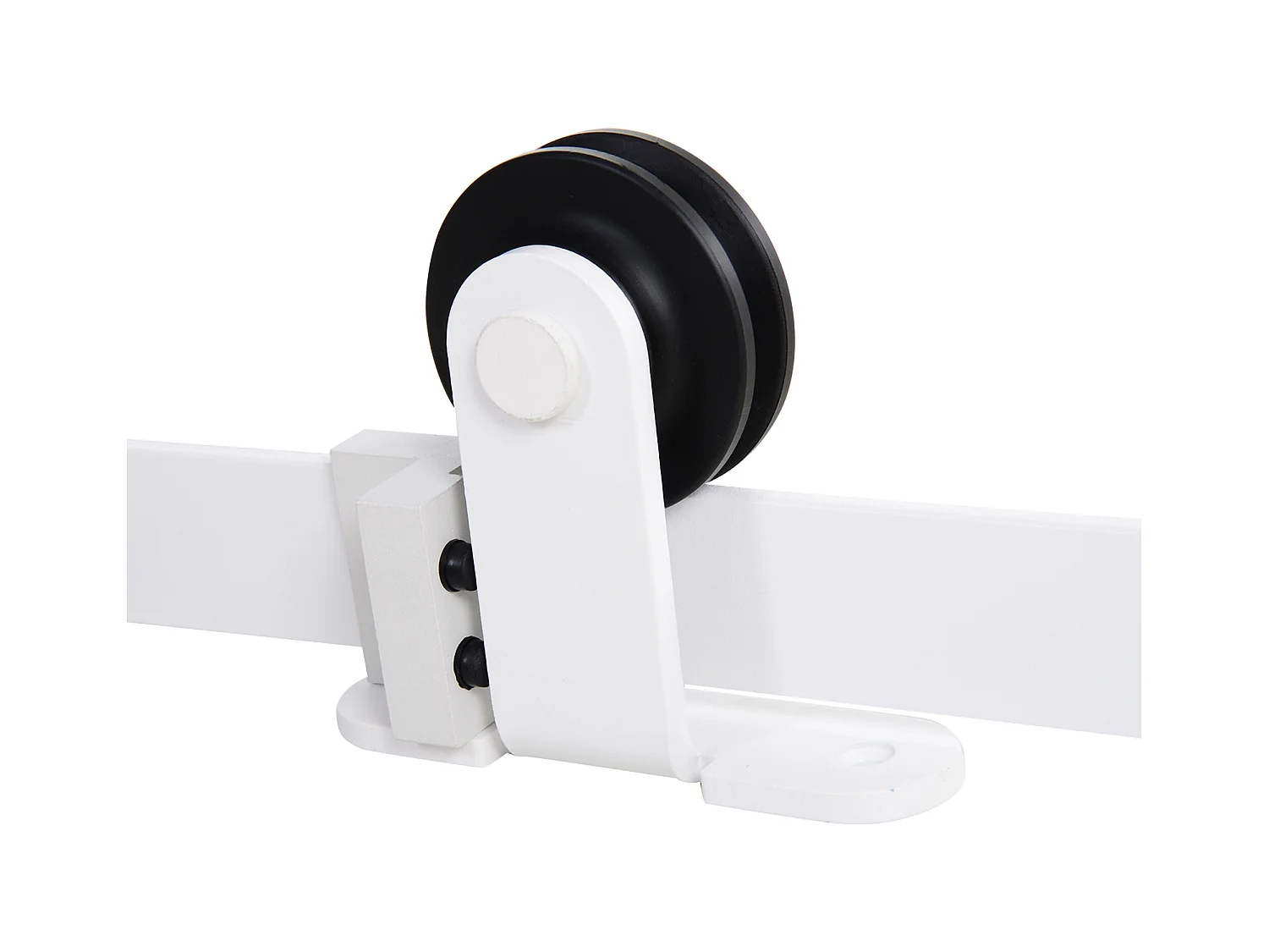 Kit per porta scorrevole con binario e rotelle in acciaio bianco