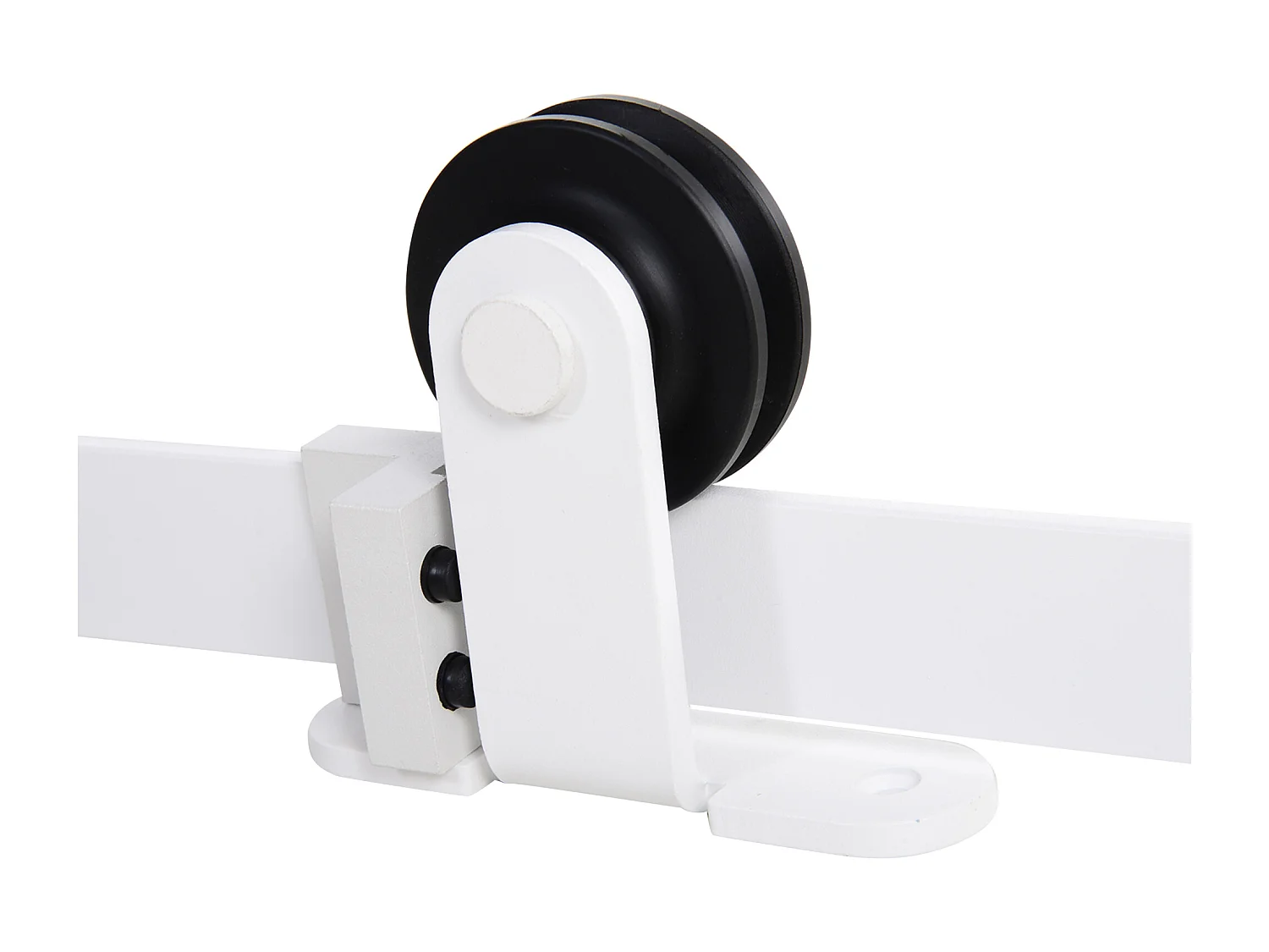 Kit per porta scorrevole con binario e rotelle in acciaio bianco