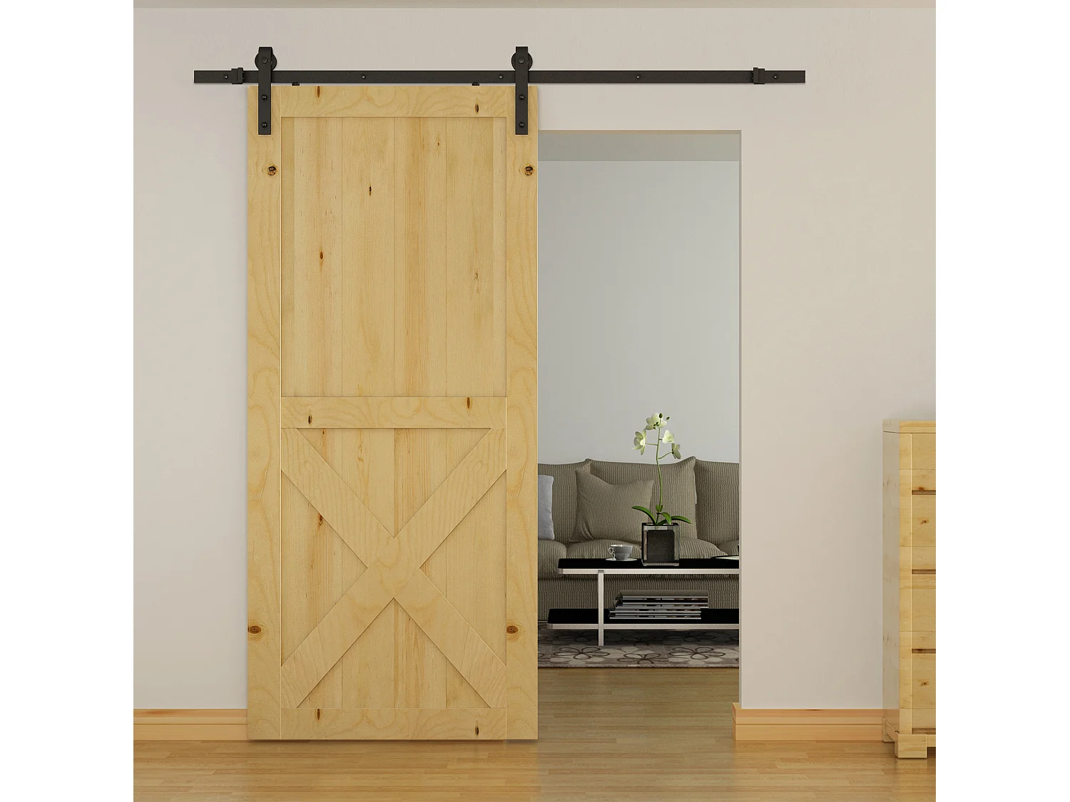 Binario per porta scorrevole kit montaggio completo nero