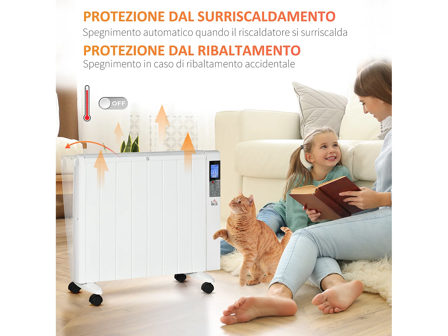 Stufetta elettrica 1000/2000w con timer impostazioni di calore