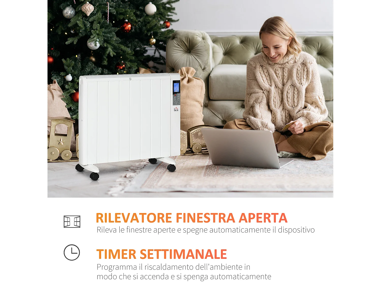 Stufetta elettrica 1000/2000w con timer impostazioni di calore