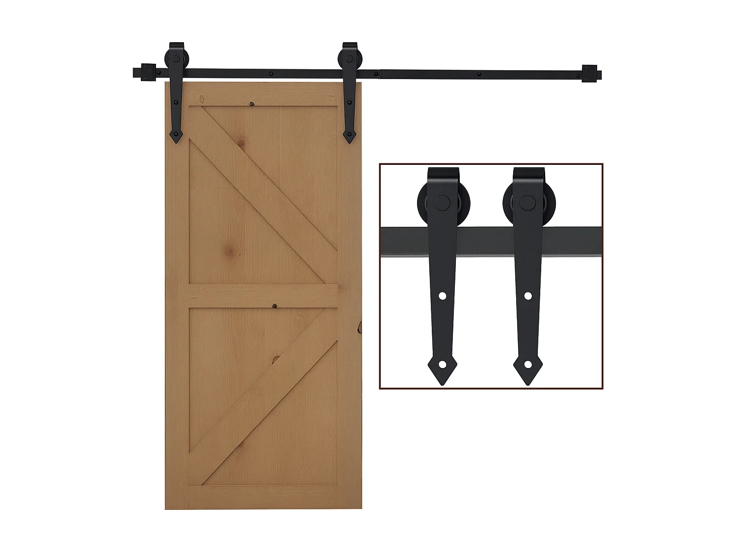 Kit per porta scorrevole stile country in acciaio nero