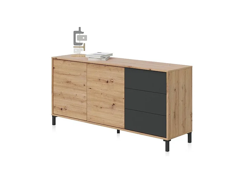Aparador Lea Gris Antracita - Roble Nodi