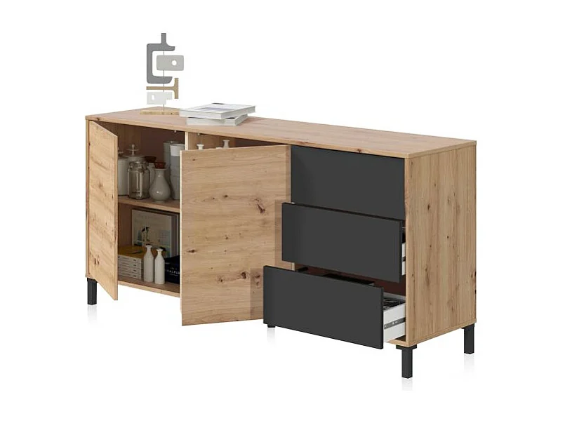 Aparador Lea Gris Antracita - Roble Nodi