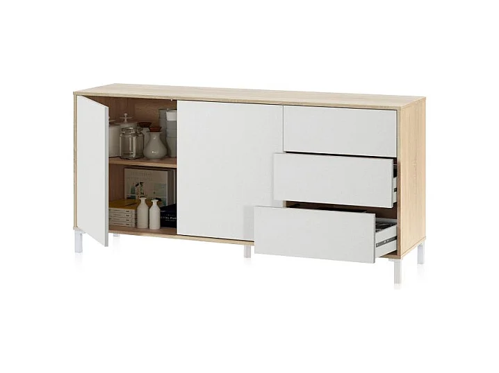 Aparador Lea Blanco Artik (Blanco Mate) - Roble Canadian