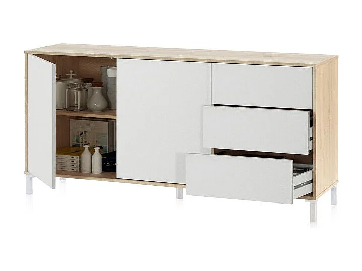 Aparador Lea Blanco Artik (Blanco Mate) - Roble Canadian