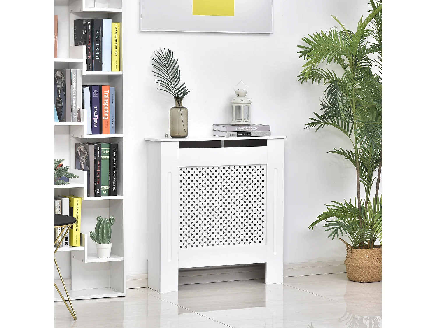 Copritermosifone a griglia moderno in mdf 78x82x19 cm bianco