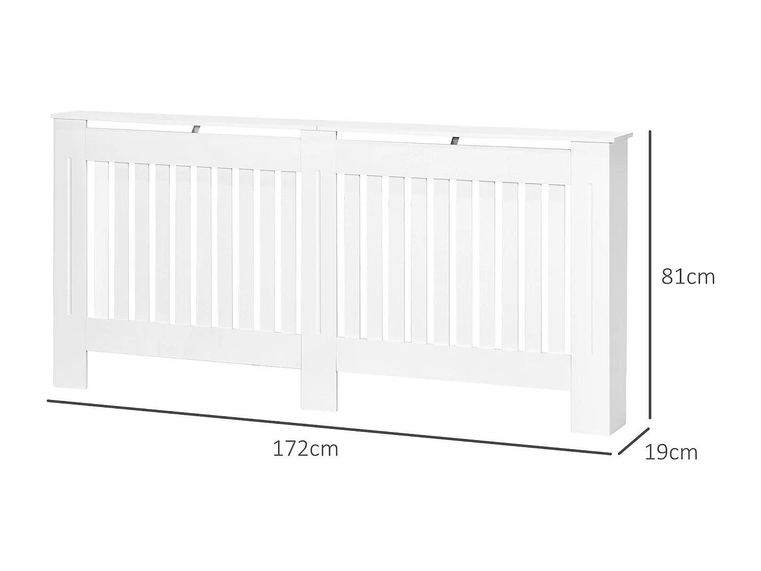 Copritermosifone a doghe in mdf 172x19x81 cm bianco